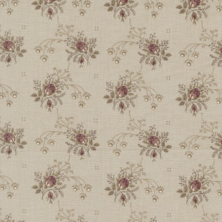 Látka MODA FG - Fleur De Paris - fialové poupě na šedo/hnědé