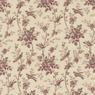 Látka MODA FG - Fleur De Paris - lila květinový trs na smetanové