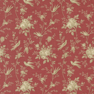 Látka MODA FG - Fleur De Paris - béžový květinový trs na červené