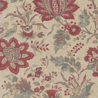 Látka MODA FG - Fleur De Paris - velký motiv na lněné - LEN